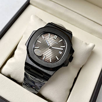 Чоловічі годинники Patek Philippe Nautilus Brown Black AAA механічні з автопідзаводом на сталевому браслеті