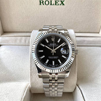 Механічний годинник Rolex Datejust ААА наручний на сталевому jubilee браслеті з календарем і сапфіровим склом
