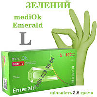 Перчатки нитриловые зеленые Mediok Emerald размер L, плотность 3.8 г, уп.100 шт