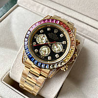 Наручные часы Rolex Daytona Cosmograph Rainbow Gold AAA с кварцевые с хронографом