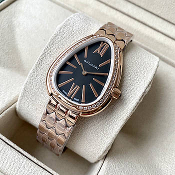 Жіночий годинник Bvlgari Serpenti Seduttori rose gold AAA наручний кварцовий на сталевому браслеті