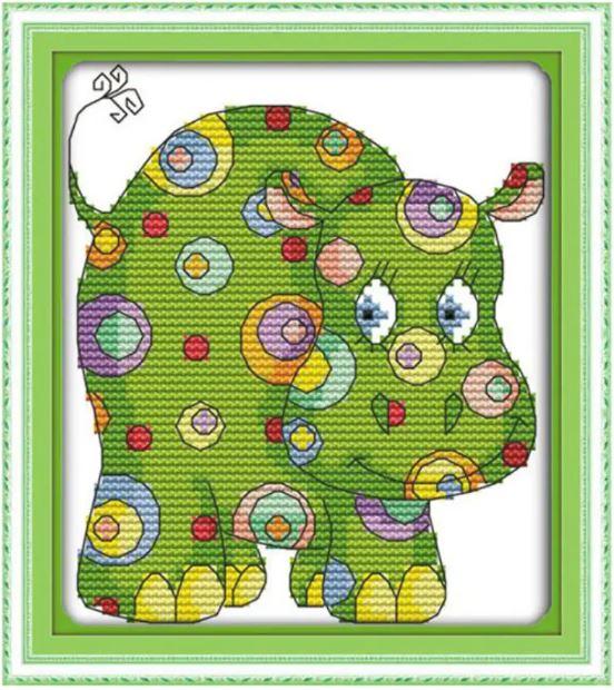 Набір для вишивання за нанесеною на канву схемою "Coloorful animal". AIDA 14CT printed 17*17 см