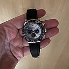 Механічний годинник Rolex Cosmograph Daytona Silver Gray AAA чоловічий з автопідзаводом на каучуковому ремінці, фото 9
