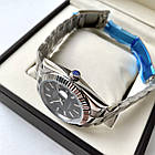 Механічний годинник Rolex Date just black ААА наручний на сталевому браслеті з календарем і сапфіровим склом, фото 3