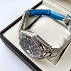 Механічний годинник Rolex Date just black ААА наручний на сталевому браслеті з календарем і сапфіровим склом, фото 4