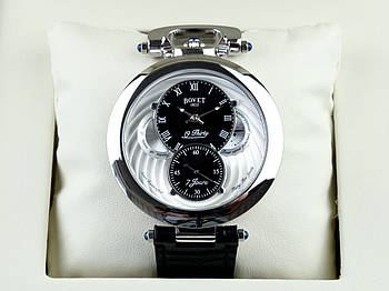 Механічний годинник Bovet 19Thirty Fleurier silver наручні з автопідзаводом на шкіряному ремінці і з сапфіром
