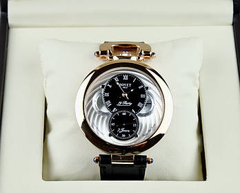Механічний годинник Bovet 19Thirty Fleurier gold наручні з автопідзаводом на шкіряному ремінці і з сапфіром