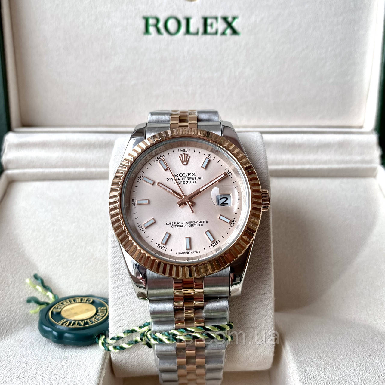 Rolex DateJust Rose Gold 41 mm ААА+ механічний наручний годинник на сталевому браслеті з календарем дати