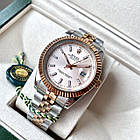 Rolex DateJust Rose Gold 41 mm ААА+ механічний наручний годинник на сталевому браслеті з календарем дати, фото 2