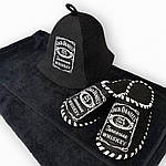 Набір подарунковий для лазні "Jack Daniel's" (парео+тапки+шапка) чорний