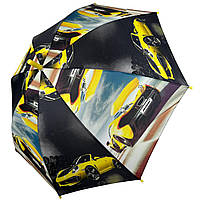 Детский зонт-трость "Гонки" для мальчиков от SL, желтая ручка, 018103-4