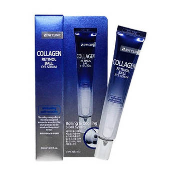 Сироватка-масажер навколо для очей з колагеном та ретинолом 3w Clinic Collagen Retinol Eye Ball Serum 30 мл