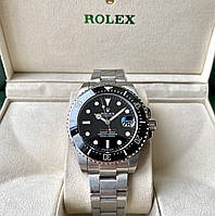 Механические часы Rolex Sea-Dweller Black AAA+ мужские наручные с автоподзаводом на стальном браслете