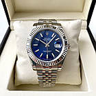 Наручний годинник Rolex Date Just silver blue 41 ААА+ механічний на сталевому браслеті з календарем і сапфіром, фото 2