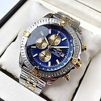 Breitling Chronomat Blue Gold ААА мужские наручные часы с хронографом на стальном браслете и календарем