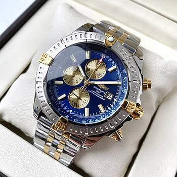 Breitling Chronomat Blue Gold ААА чоловічі наручні годинники з хронографом на сталевому браслеті і календарем