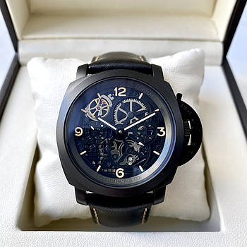 Наручний годинник Officine Panerai Lo Scienziato Luminor 1950 Black AAA чоловічі механічні на шкіряному ремінці