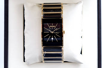 Чоловічі годинники Rado integral gold ceramica AAA наручні кварцові з календарем дати на керамічному браслеті