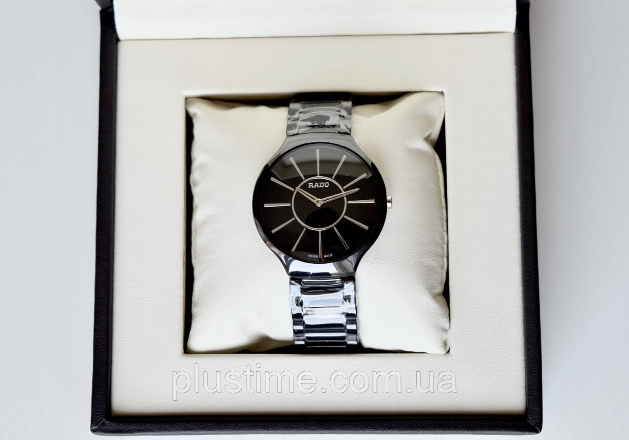 Rado True Thinline Silver Black ексклюзивні надтонкі годинник унісекс ААА класу