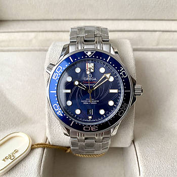 Omega Seamaster Silver Blue AAA — чоловічий наручний годинник механічний з автопідзаводом і сапфіровим склом