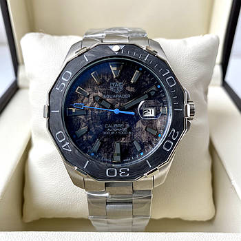 Механічні годинники Tag Heuer Aquaracer Calibre 5 blue наручні чоловічі на сталевому браслеті і сапфіром