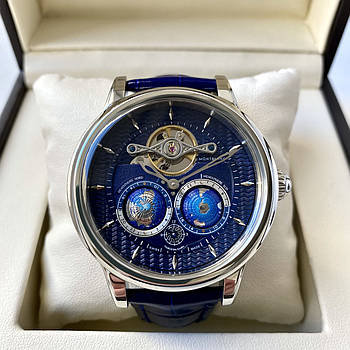 Чоловічий годинник Montblanc Vasco da Gama Tourbillon Blue AAA наручний механічний з автопідзаводом і сапфіром