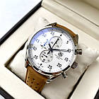 Чоловічі годинники Tag Heuer Space X Silver AAA наручні кварцові з хронографом на шкіряному ремінці і календарем, фото 3