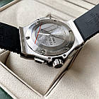Наручний годинник Hublot Big Bang Silver AAA кварцовий чоловічий з хронографом на каучуковому ремінці та сапфіром, фото 4