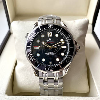Чоловічі годинники Omega Seamaster Professional 007 Black AAA наручні механічні з автопідзаводом на браслеті