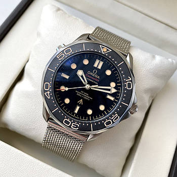 Чоловічий годинник Omega Seamaster Professional Diver 007 AAA наручний механічний з автопідзаводом на кольчузі