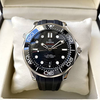 Чоловічий годинник Omega Seamaster Professional Black AAA наручний механічний з автопідзаводом на каучуку