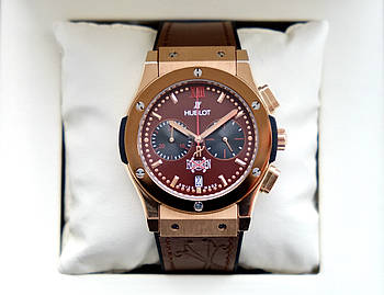 Hublot Classic Fusion Forbidden X чоловічий годинник кварцовий хронограф на шкіряному ремінці з календарем