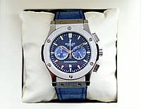 Hublot Classic Fusion Chronograph Blue ААА мужские часы кварцевый хронограф на кожаном ремешке с календарем