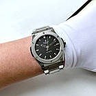 Механічний годинник Hublot Fusion Silver ексклюзивні чоловічі наручні з календарем на сталевому ремінці, фото 2