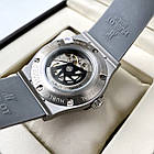 Наручний годинник Hublot Fusion Gray AAA автомат механічний з календарем чоловічі годинники на каучуковому ремінці, фото 4