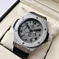 Наручные часы Hublot Big Bang Gray Mat AAA мужские кварцевые с хронографом на каучуковом ремешке