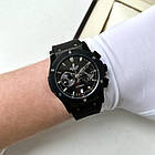 Чоловічий годинник Hublot classic fusion chronograph all black AAA наручні з хронографом на каучуковому ремінці, фото 2
