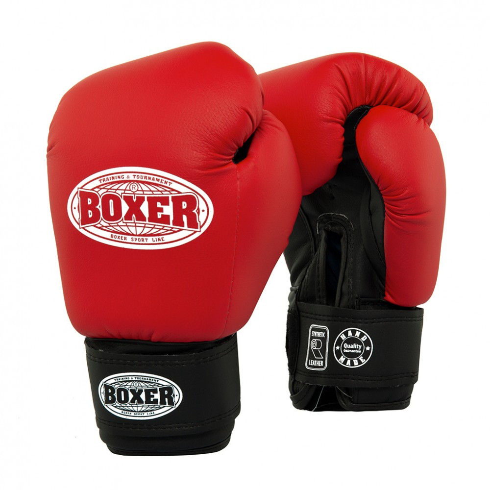 Рукавички боксерські BOXER 10 oz шкіра 0,8 -1 мм червоні