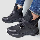 Philipp Plein зима! Жіночі гарні черевики з хутром шкіра черевики Філіп плейн на танкетці з липучками 41, 37 розм, фото 3