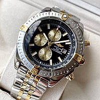 Breitling Chronomat Black Gold ААА мужские наручные часы с хронографом на стальном браслете и календарем