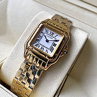Жіночий годинник Cartier Panthère de Cartier gold 27 mm наручний кварцовий на сталевому золотистому браслеті