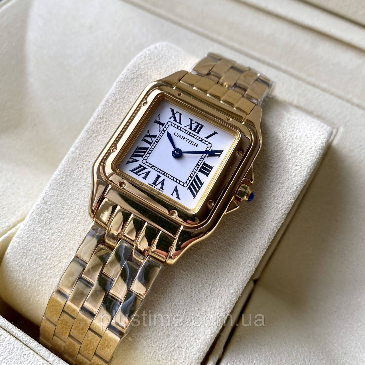 Жіночий годинник Cartier Panthère de Cartier gold 27 mm наручний кварцовий на сталевому золотистому браслеті