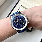 Наручний годинник Breitling Navititer Silver Blue ААА чоловічий кварцовий з хронографом на шкіряному ремінці, фото 9