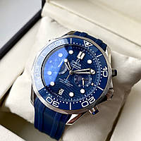 Мужские часы Omega Seamaster Professional Chrono Blue AAA наручные кварцевые с хронографом и сапфиром