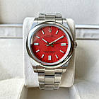 Механічний годинник Rolex Oyster Perpetual Red 41 mm AAA чоловічий наручний з автопідзаводом на сталевому браслеті, фото 2