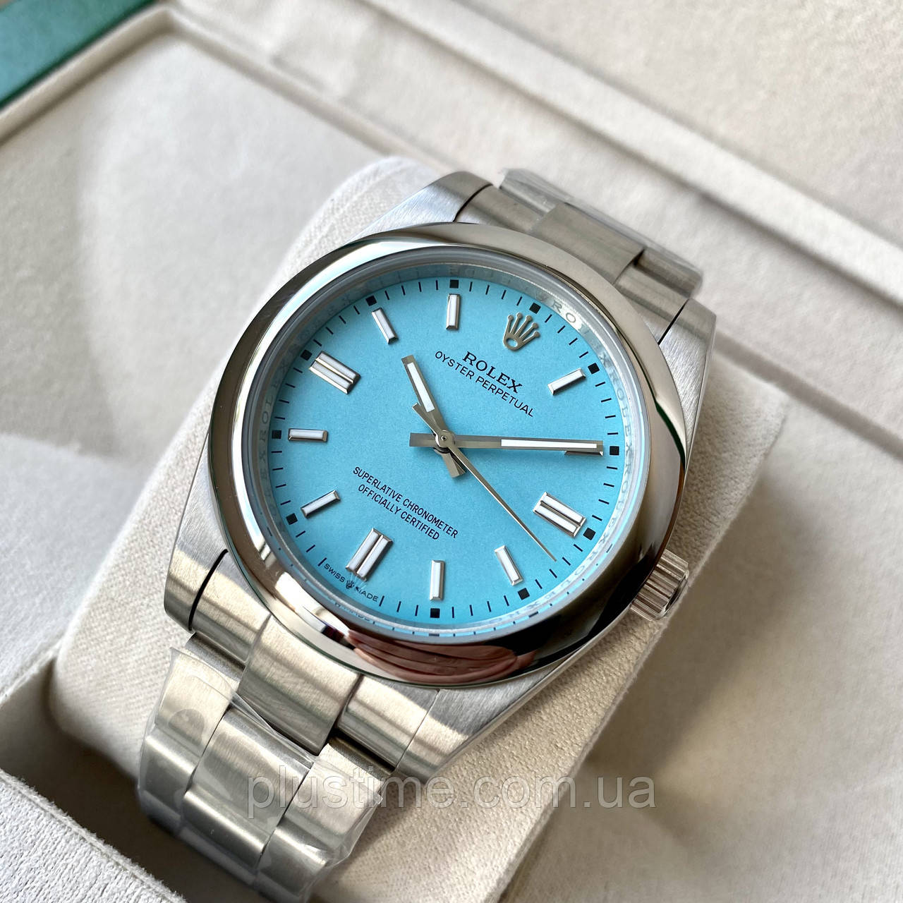 Механічний годинник Rolex Oyster Perpetual Tiffany 41 mm AAA чоловічий наручний з автопідзаводом і сапфіром