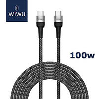Кабель WIWU Cyclone Cable Type-C to Type-C (PD 100 Вт, 1.5 м, быстрая зарядка, тайпси) - Черный