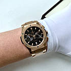 Наручний годинник Hublot Fusion Steel Gold AAA чоловічі кварцові з хронографом на сталевому браслеті з датою, фото 2