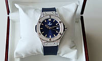 Hublot Big Bang Lady Silver Blue diamond женские наручные часы кварцевые