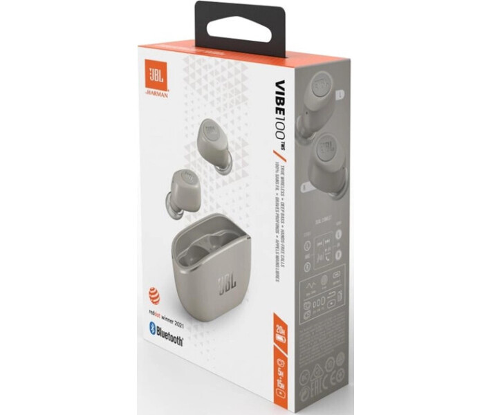 Безпровідні навушники TWS (Bluetooth) JBL Vibe 100TWS Silver (JBLV100TWSIVREU)